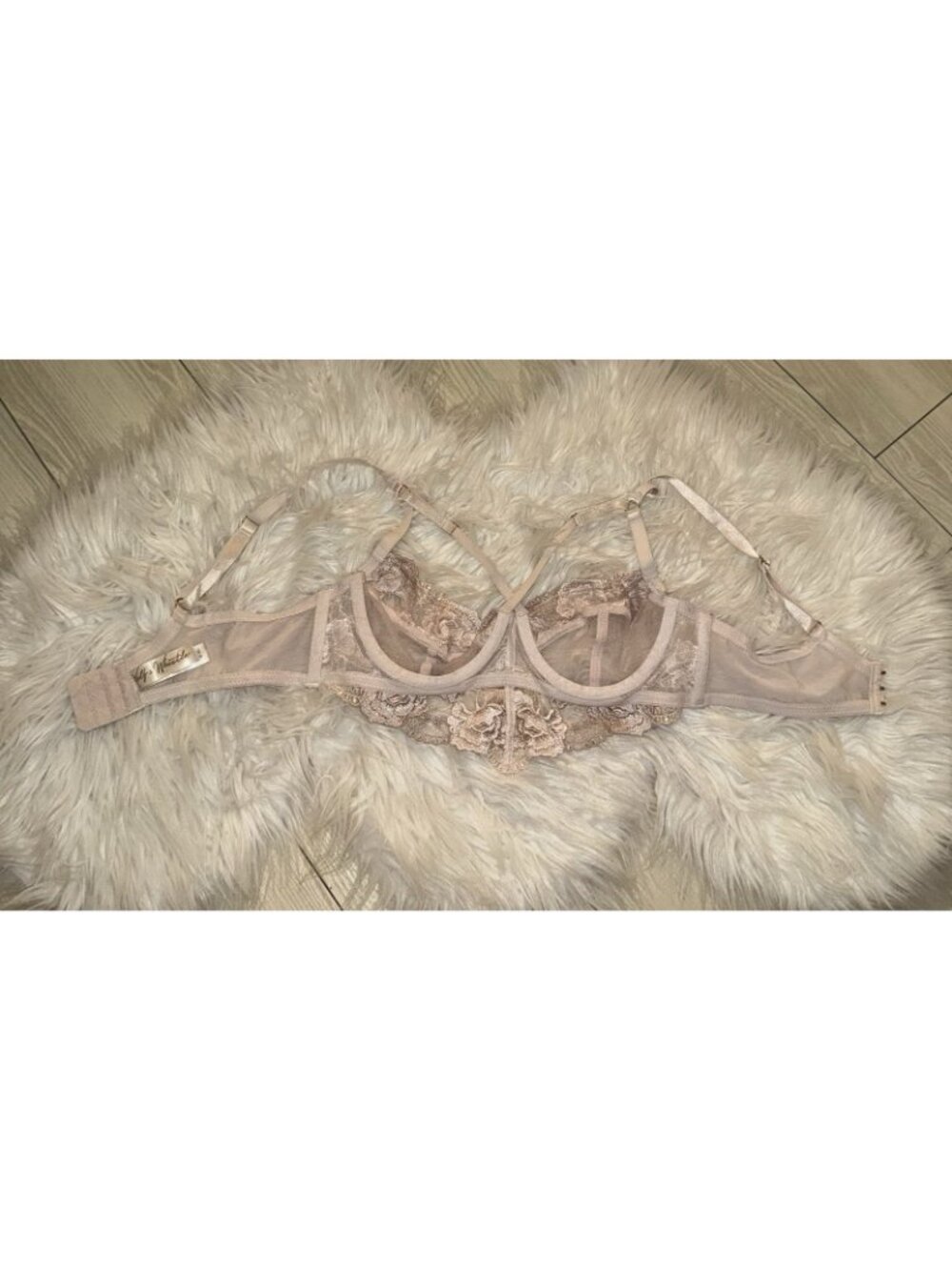 Wolf and Whistle Strappy Cage Bra Embroidered Floral Lace UW Womens 32C Pink - Picture 5 of 6